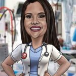 caricatura digital por encargo con tema enfermera
