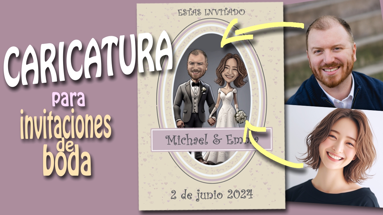 Caricatura para invitaciones de boda